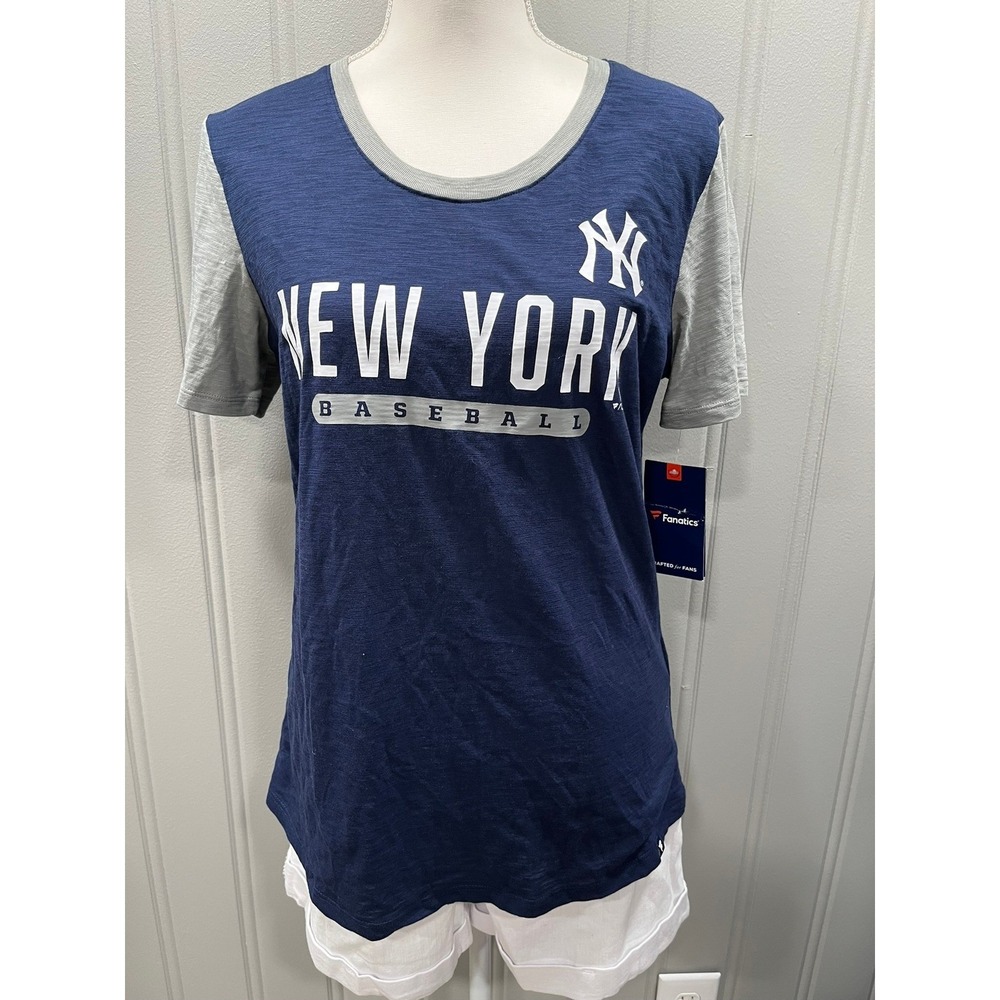 Fanatics Womens New York Yankees Baseball T Shirt Navy Gray M Short Sleeve